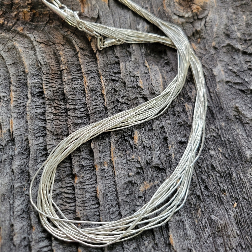 Vintage Running Bear Liquid Silver 15 Strand Sterling Silver Necklace